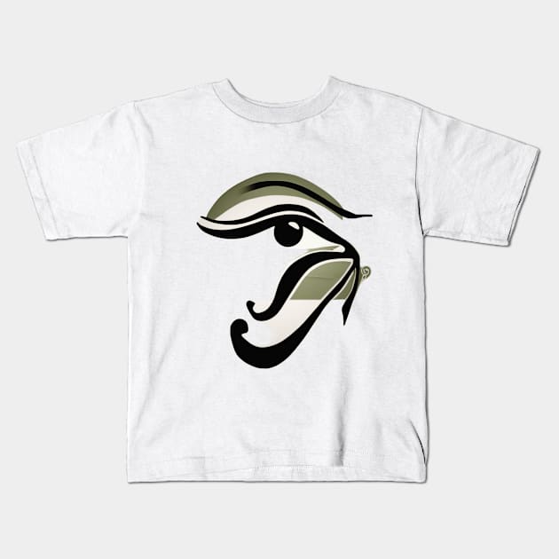 Eye of Horus Olive Green Shadow Silhouette Anime Style Collection No. 224 Kids T-Shirt by cornelliusy